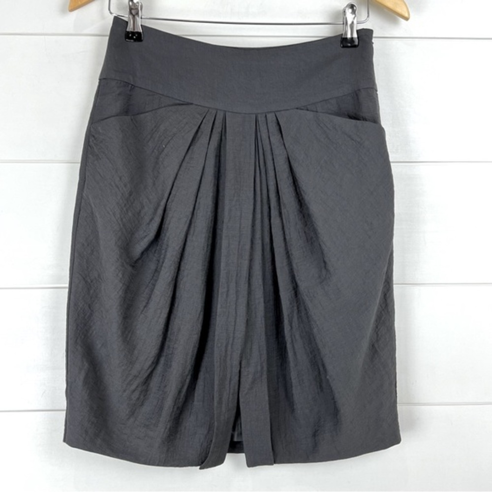 NWT CLUB MONACO 2 Nicky Tulip Skirt Steel Grey Pockets
